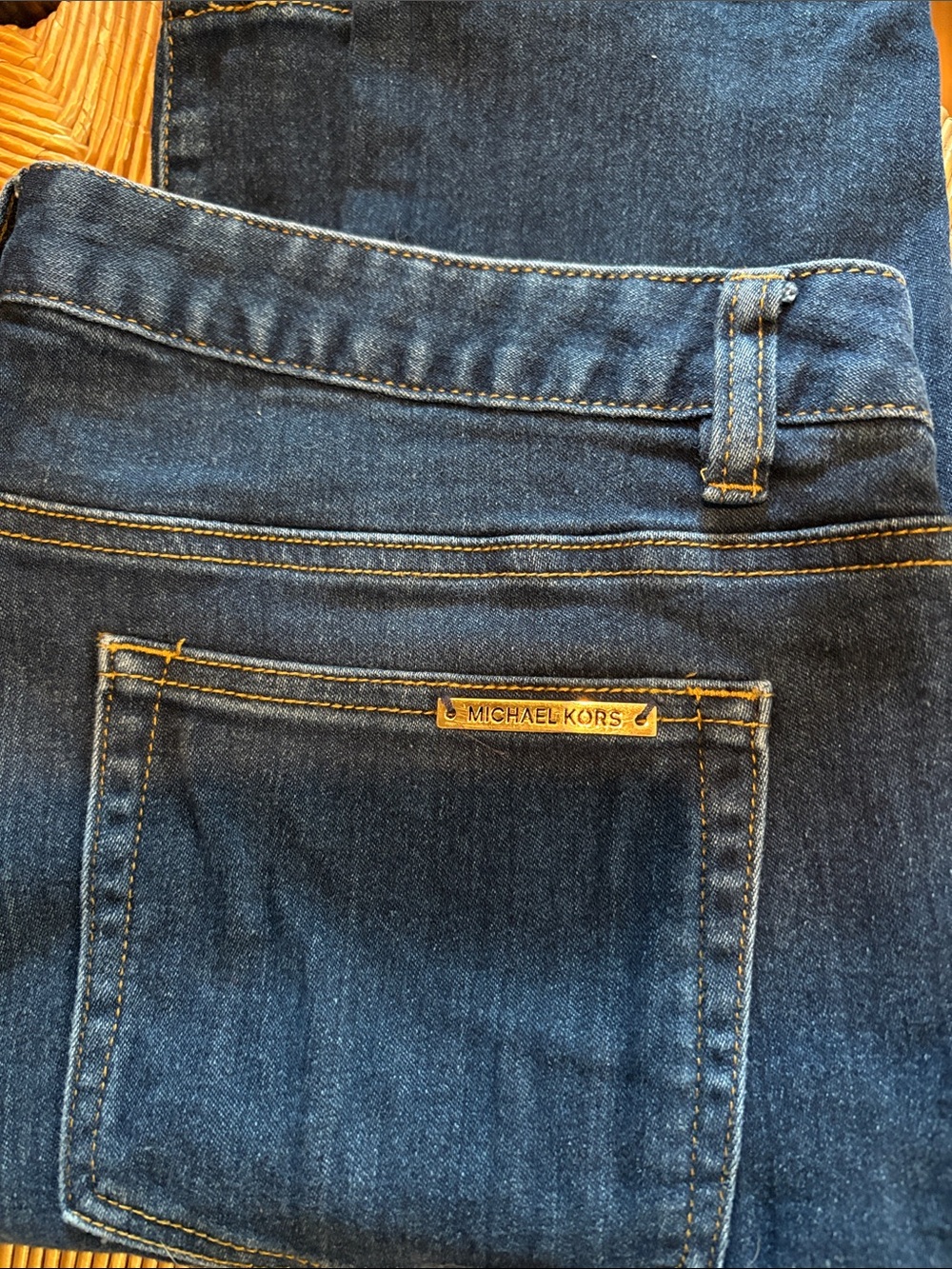 Michael Kors Women's Dark Indigo Skinny Jeans with Gold Hardware